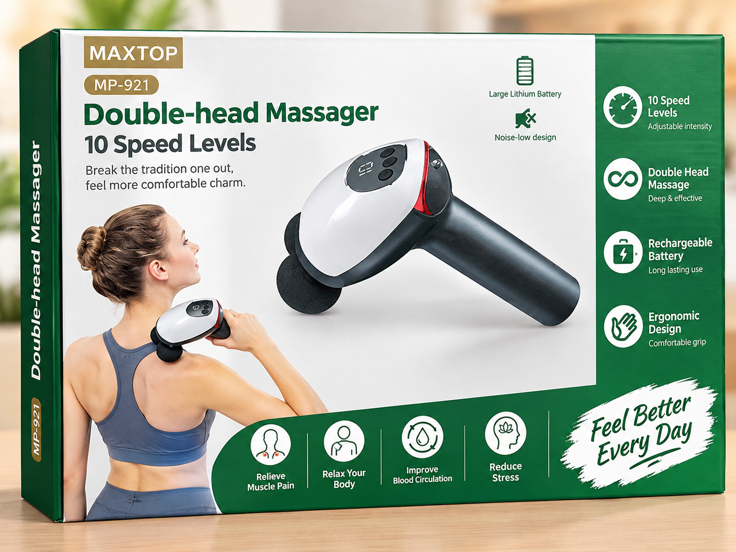 Double-Head Massager – 10 Speed Levels